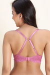 Zivame Enchanted Padded Non Wired 3/4th Coverage Lace Bra - Red Violet — thumbnail 7